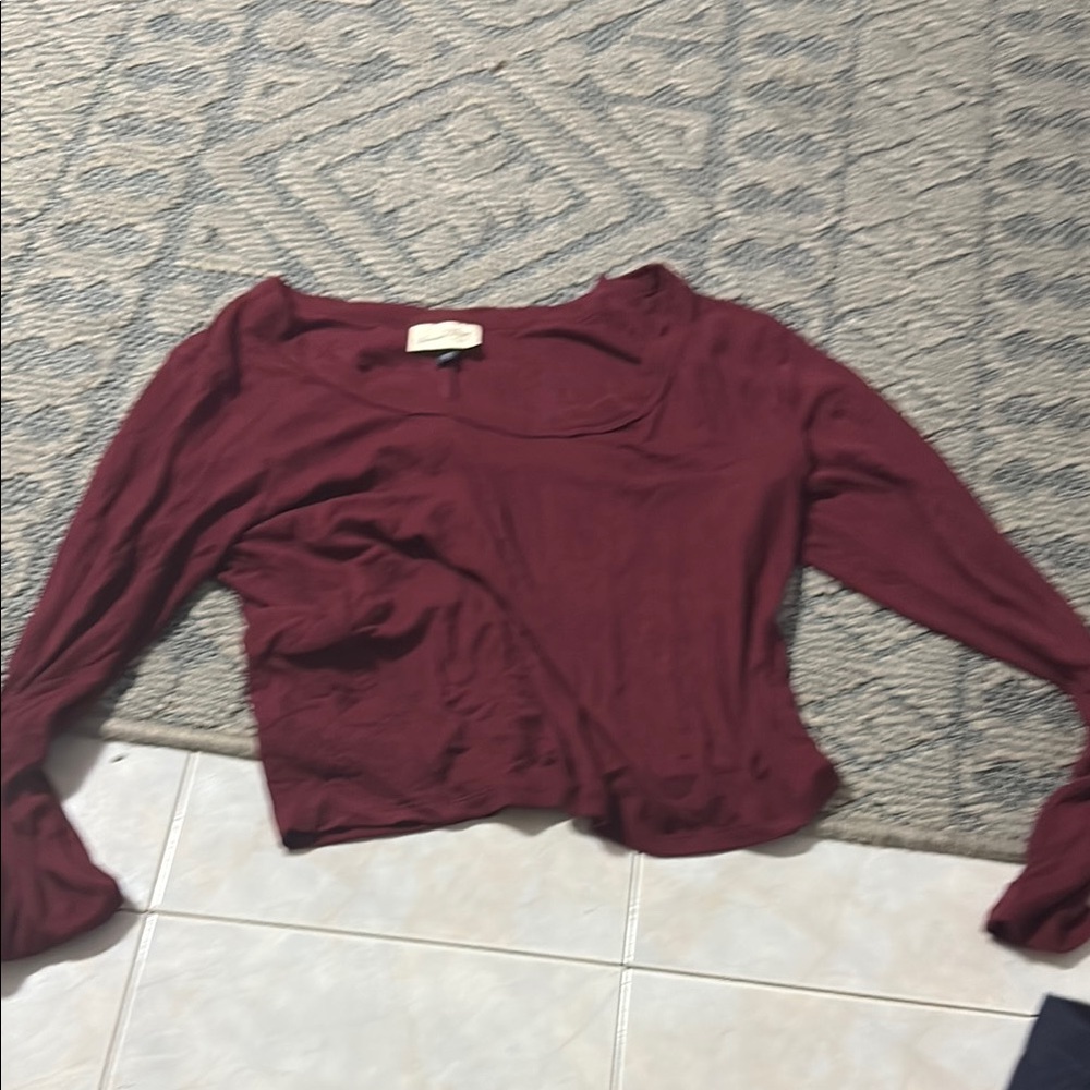 Universal Thread Red Asymmetrical Crop Blouse